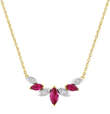 Collier Or bicolore et Rubis