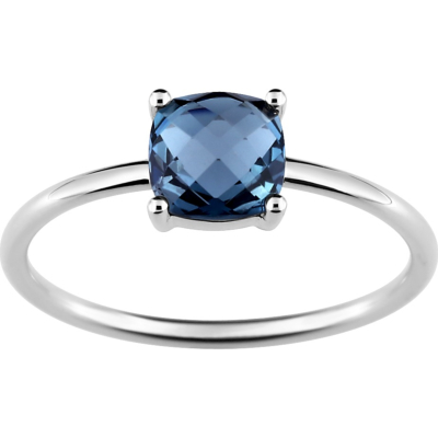 Bague Or Blanc, Topaze bleue