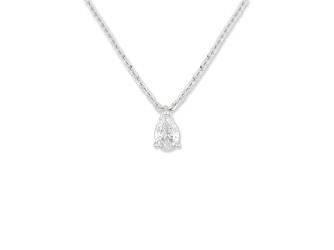 Collier Solitaire Or Blanc et Diamant 0,35 ct