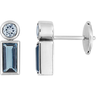 Boucles d'oreilles Or Blanc et Topazes