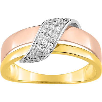 Bague Or Rose et Or Jaune et Diamants