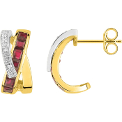 Boucles d'Oreilles Rubis et Diamants