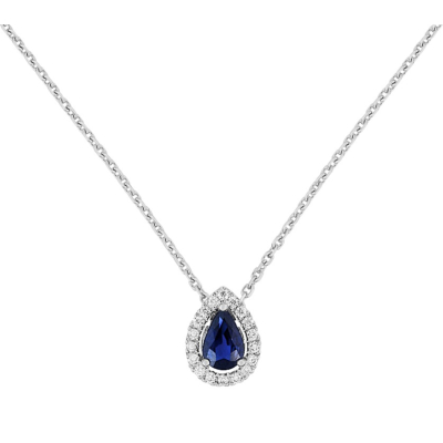 Collier Or Blanc et Saphir