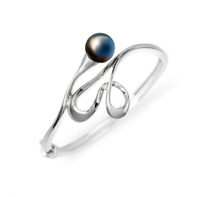 Bracelet Argent et perle Tahiti "Lagune" Iza-B