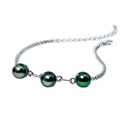 Bracelet Argent et perle Tahiti "Epure" Iza-B