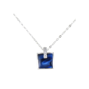 Collier Or Blanc et Résine bleue CLOZEAU