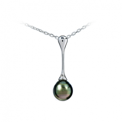 Collier Argent et perle Tahiti "Epure" Iza-B