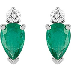 Boucles d'Oreilles Emeraude et Diamant 