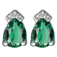 Boucles d'Oreilles Emeraude et Diamants