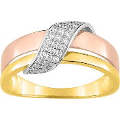 Bague Or Rose et Or Jaune et Diamants