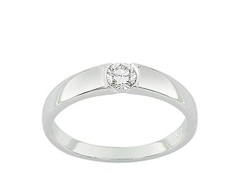 Bague solitaire or blanc 750/1000 et diamant 0.20 ct