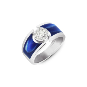 Bague Or Blanc et Résine bleue CLOZEAU