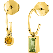 Boucles d'oreilles Or Jaune, Péridot et Citrine