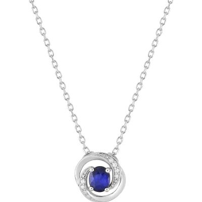 Collier Or blanc et Saphir