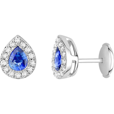 Boucles d'Oreilles Saphir et Diamants